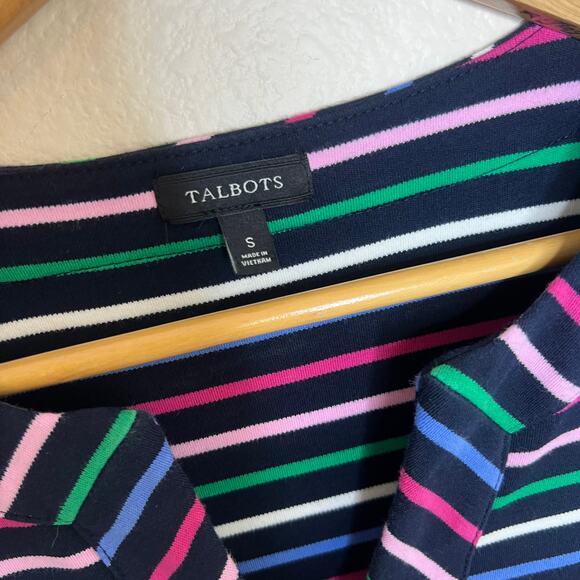 Talbots 100% Cotton Multi Stripe Dress Small - Picture 2 of 11